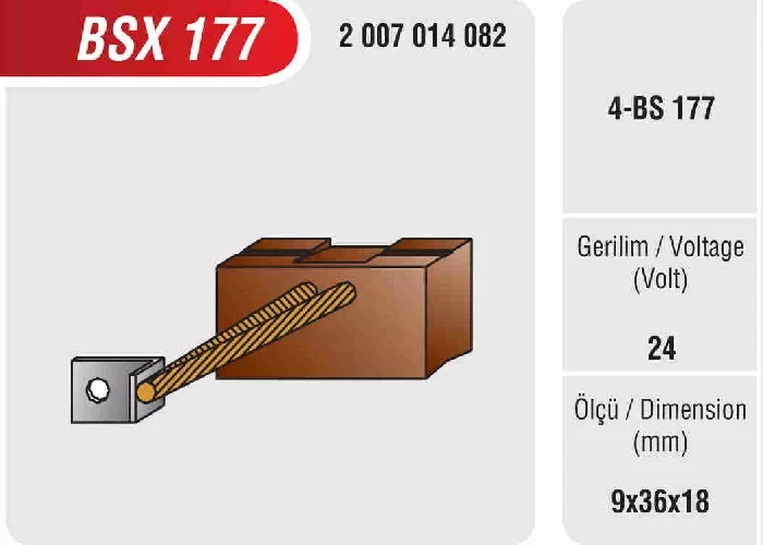 Marş Motoru Kömürü  24V (Bo 1771) (Mercedes Axor Actros-Scania-Daf) (9X36X18Mm) - BO1771